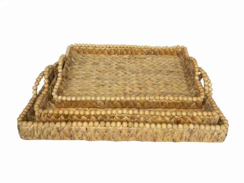 Wooden Bead water hyacinth tray